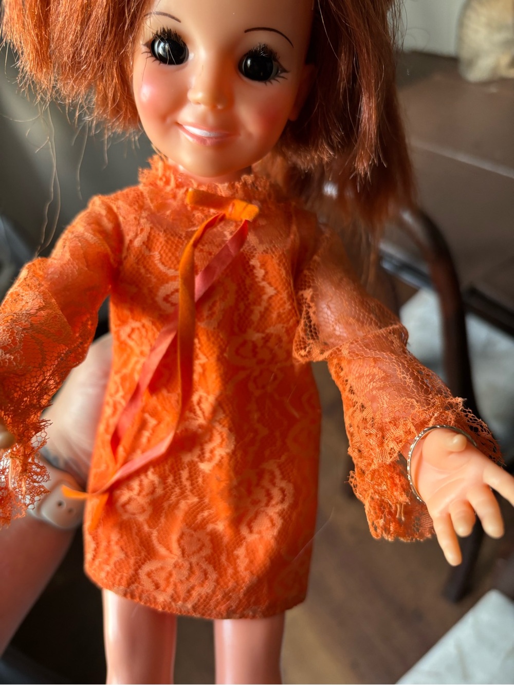 VTG 1969 Ideal 18" Crissy Doll Original Orange Outfit No Shoes